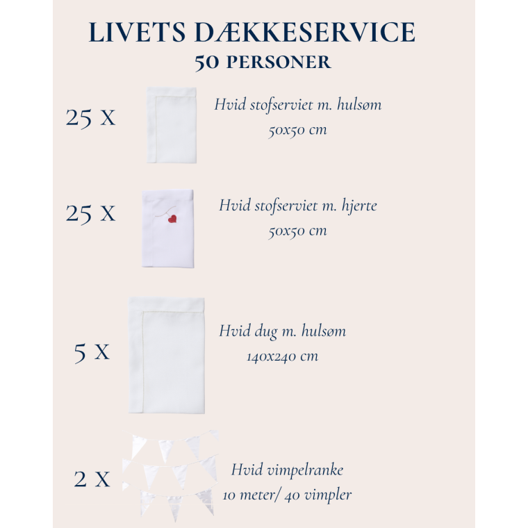 Livets dkkeservice, alt du behver i duge og servietter til din fest