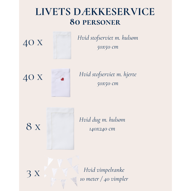 Livets dkkeservice, alt du behver i duge og servietter til din fest