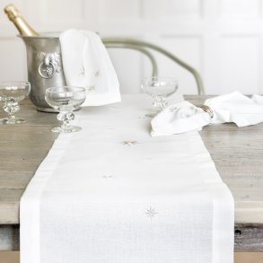 Vit bordslpare med silverstjrnor