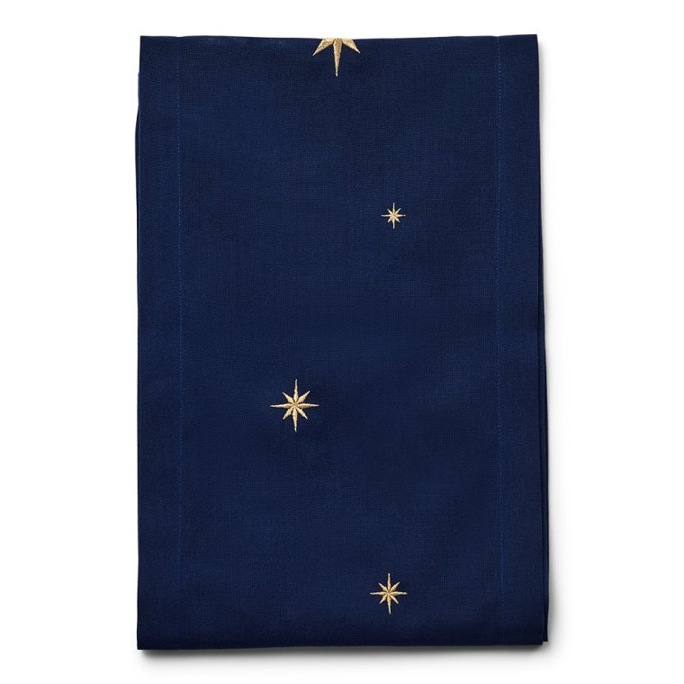 Midnattsbl bordslpare med guldstjrnor