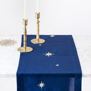 Midnattsbl bordslpare med guldstjrnor