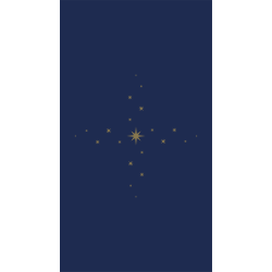 Stjrnor broderade p Midnattsbl duk