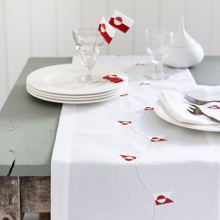 Bordlber med grnlandske flag