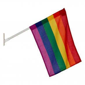 Fasadeflaggstang med regnbueflagg