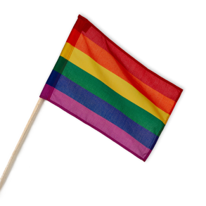 Regnbgsflagga p pinne
