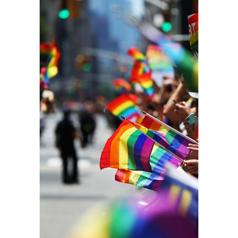 Regnbgsflagga p pinne