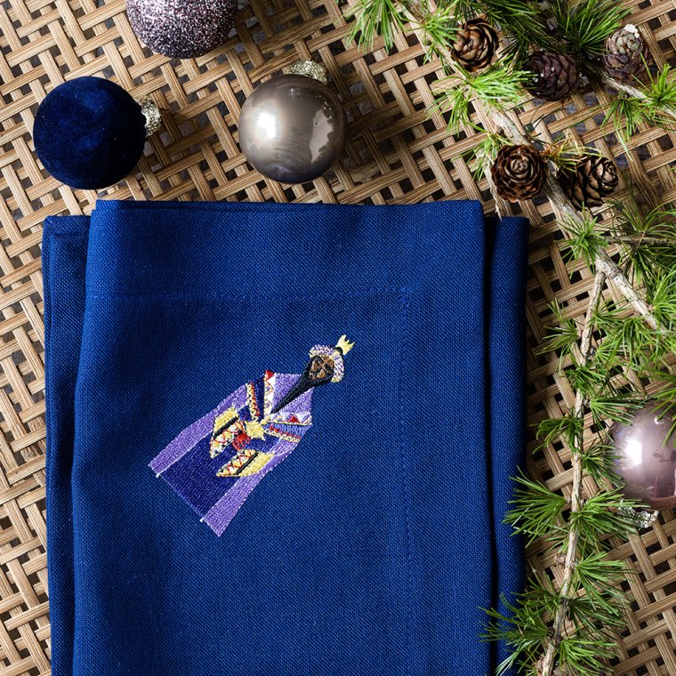 Midnattsbl servett med Caspar - Stardust