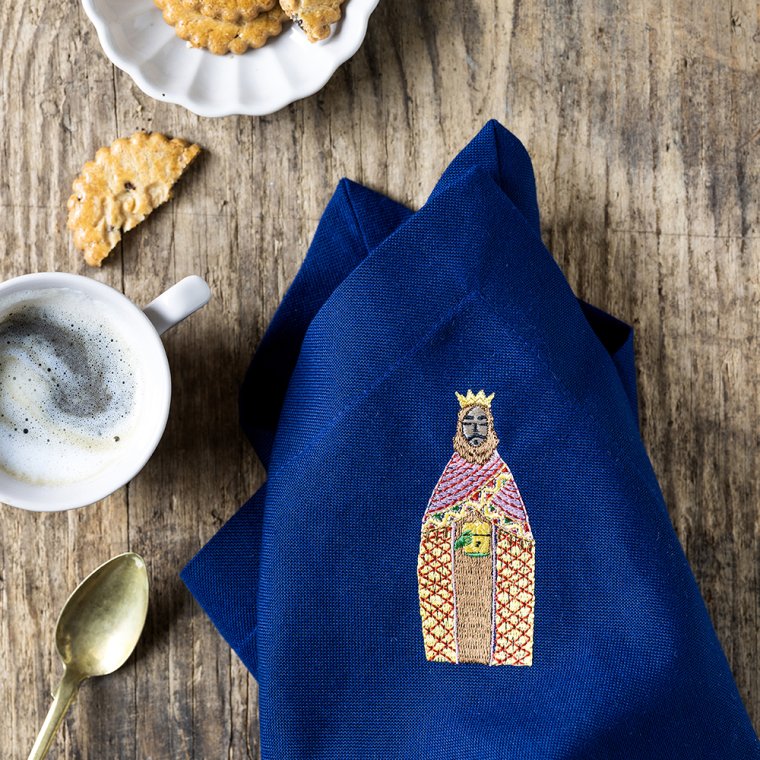 Midnattsbl servett med Melchior - Stardust