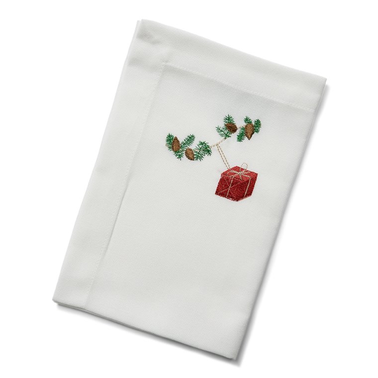 Juleserviett med rd gave