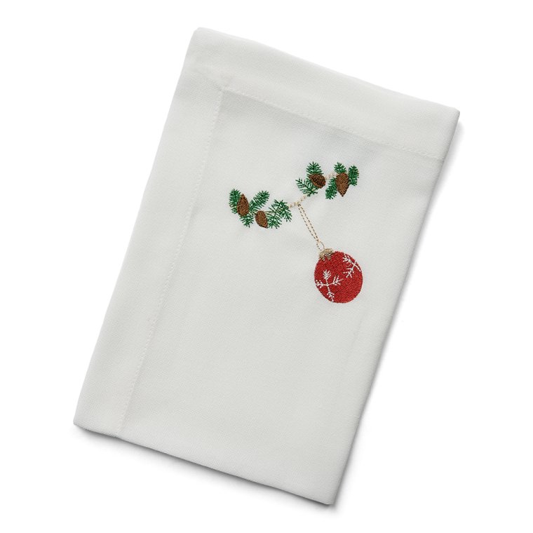 Juleserviet med rd julekugle