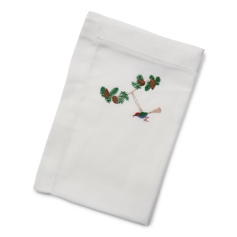 Juleserviet med fugl