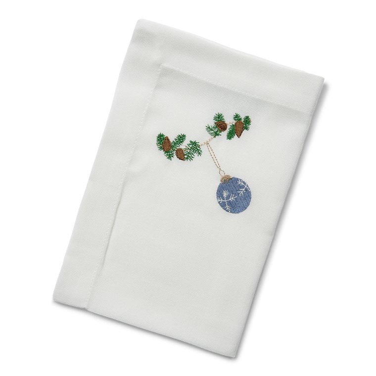 Juleserviet med bl julekugle