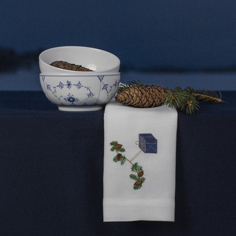 Juleserviet med bl gave