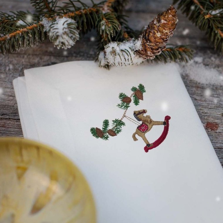 Juleserviett med gyngehest