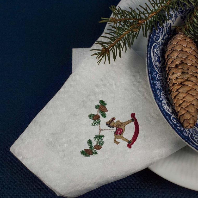 Juleserviett med gyngehest