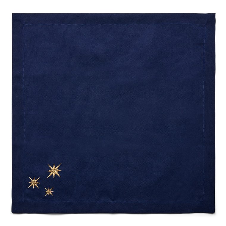 Midnatt bl Serviett med gullstjerner