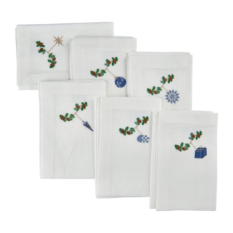 6 stk. juleservietter med bl motiver