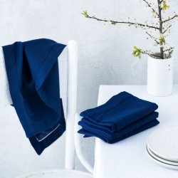 6 stk. blå servietter med hullsøm