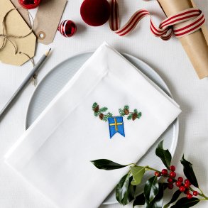 Julservett med svensk flagga