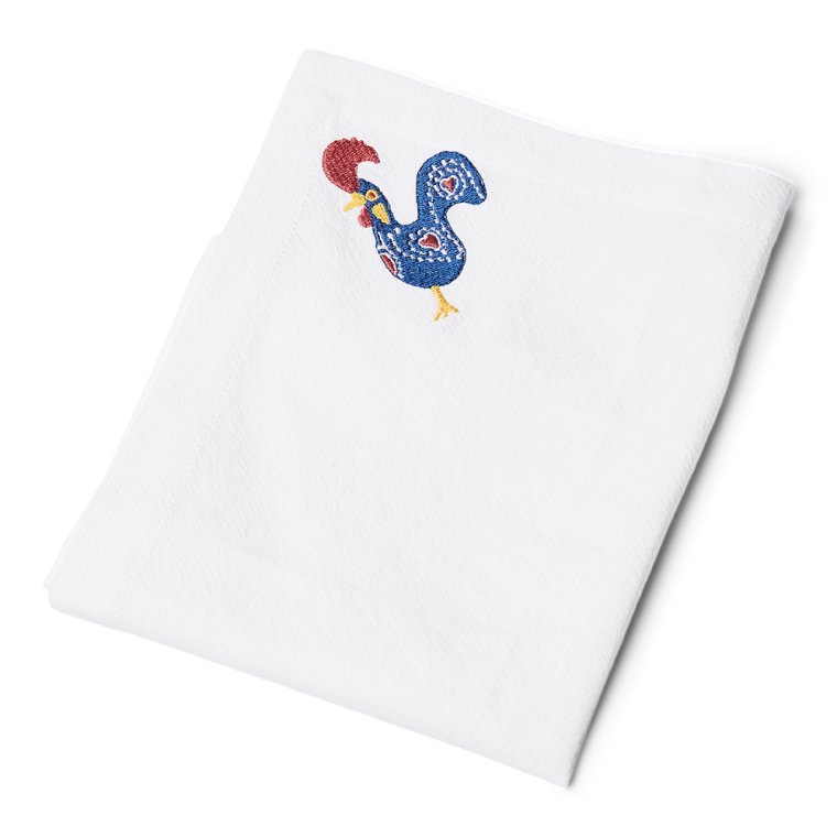 Serviett med brodert hane  en del av en helt ny pskekolleksjon
