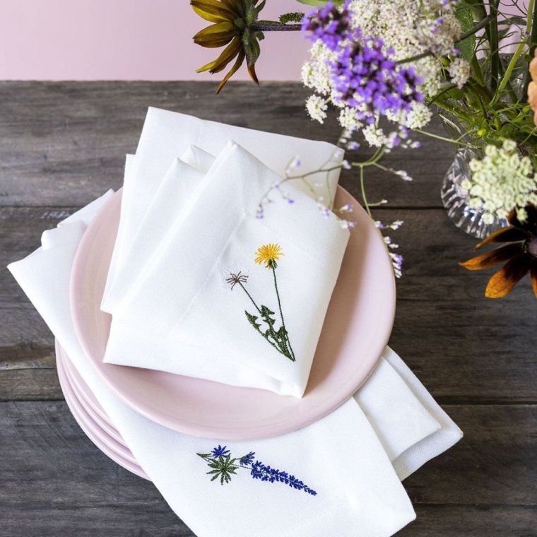 Flora serviet med mlkebtte