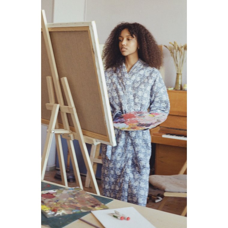 Simini dusty blue quilted cotton