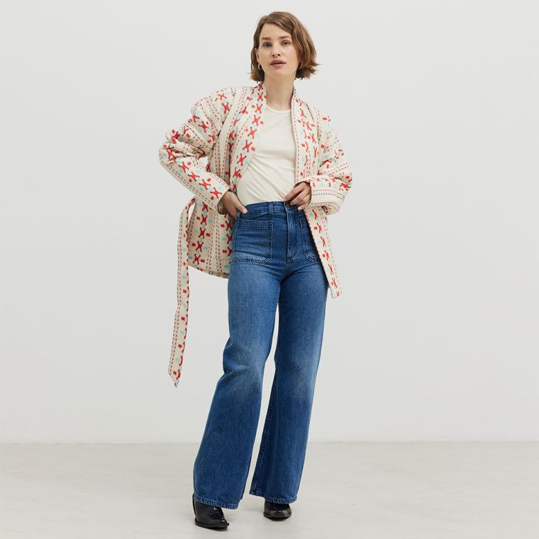 Simi Off-white Jacquard quilted cotton