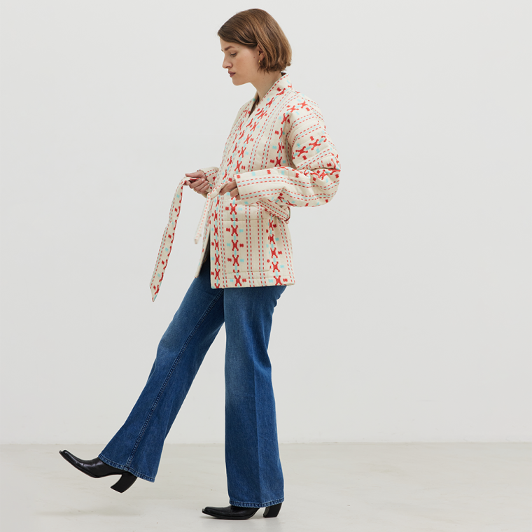 Simi Off-white Jacquard quilted cotton