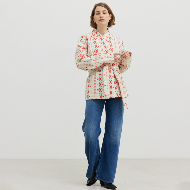 Simi Off-white Jacquard quilted cotton