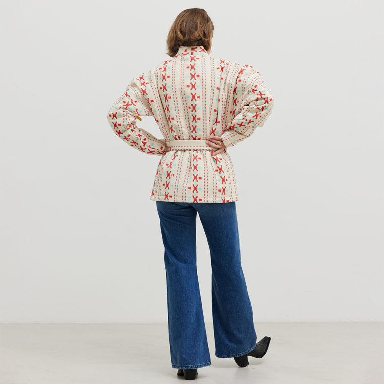 Simi Off-white Jacquard quilted cotton