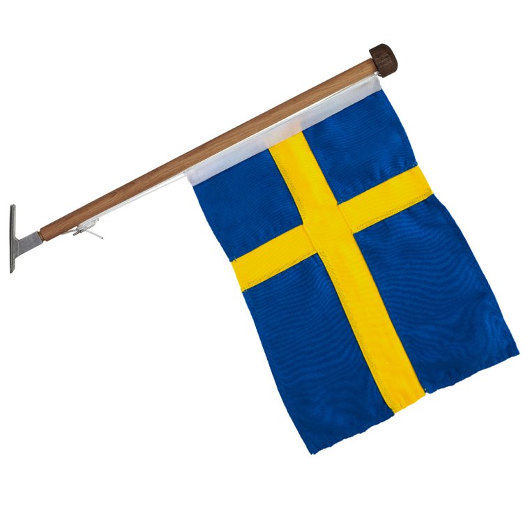 Fasadstng lyx i ek med svensk flagga