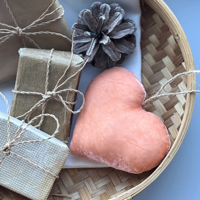 Silkevelourhjerte, rosa