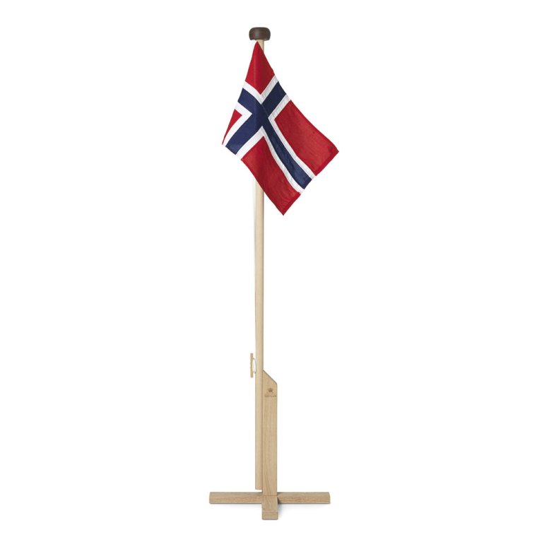 Luksus flagstang i egetr, 180 cm norsk flag