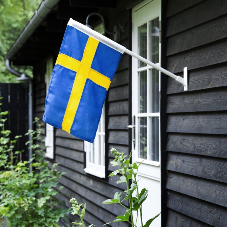 Facadestang med svensk flag