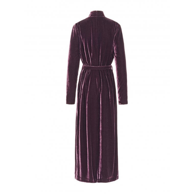 Luxury Dressing Gown Aubergine silk velvet