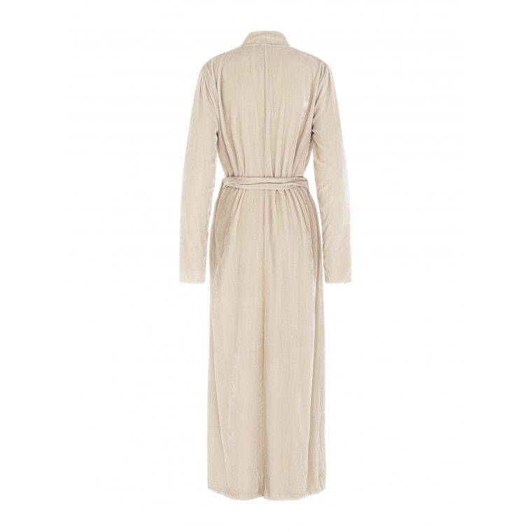 Luxury Dressing Gown Stone silk velvet Discover Vibeke Scott
