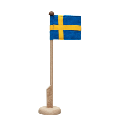 Bordsflaggstång i ek med svensk flagga