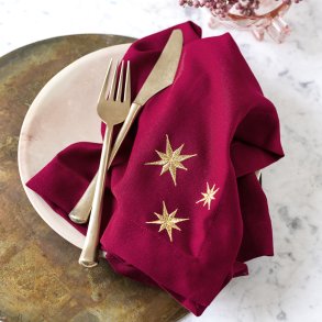 M�rker�d serviet med guldstjerner - 2. sortering